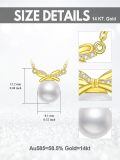 TOUPOP 14k Gold Pearl Necklace with Bow/Heart/Dolphin Pendant-0-3