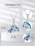 wholesale 925 Sterling Silver Blue Crystal Dolphin Pendant Necklace s for Women Girls Mom Girlfriend-0-1