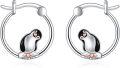 wholesale 925 Sterling Silver Penguin Hoop Earrings for Women Girls Gift Idea-0-0