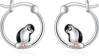 wholesale 925 Sterling Silver Penguin Hoop Earrings for Women Girls Gift Idea-I-Penguin-1