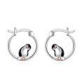 wholesale 925 Sterling Silver Penguin Hoop Earrings Platinum Rose Gold Plated Cute Animal Jewelry-0-0