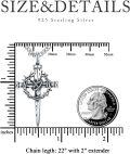 wholesale 925 Sterling Silver Crown of Thorns Crucifix Pendant Necklace with Chain - Mens Religious  47cm/18.3in Long (Silver)-0-3