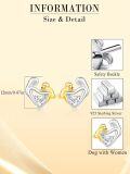 wholesale 925 Sterling Silver Heart-Shaped Dog Stud Earrings with Cubic Zirconia - Gift for Dog Moms & Pet Lovers-0-5