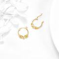 wholesale 14K Gold Yellow Angel Wing Heart Studs Hoops Earring  for Her-0-3