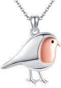 wholesale 925 Sterling Silver Bird Pendant Charm Necklace - Unique Pink Enamel Animal s for Her-0-0