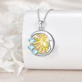 wholesale 925 Sterling Silver Sun & Moon with Stars and Rainbow Pendant Necklace-0-1