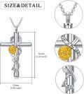 wholesale 925 Sterling Silver Cross with Yellow Rose and Forever in my heart Inscription - 12 Month Birth Flower Cremation Urn Necklace for Ashes Keepsake Pendant-0-1