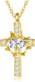 wholesale  Sterling Silver Birthstones Gold Cross Necklace for Women -0-0