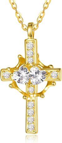 wholesale  Sterling Silver Birthstones Gold Cross Necklace for Women -04-04-Apr-Apr-04-04-Apr-Apr