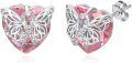 wholesale 925 Sterling Silver Metal Pink Crystal Butterfly Breast Cancer Awareness Ribbon Stud Earrings - Hope Gift for Women-0-0