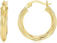 wholesale 14K Gold Twisted Hoops - Elegant and Durable Jewelry Accessory (12mm)-style 1