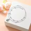 wholesale 925 Sterling Silver Mountain Opal Teardrop Cross Anklets Wholesale with Adjustable Chain and Beads-0-1