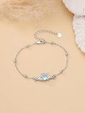 wholesale 925 Sterling Silver Heart Claddagh Bracelet with Moonstone and Trinity Knots for Women Girls-0-3