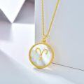 wholesale 925 Sterling Silver Mother of Pearl Aries Zodiac Pendant Necklace-0-1