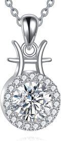 wholesale Sterling Silver Moissanite Zodiac Necklace Lab Created Diamond Gift-0-35