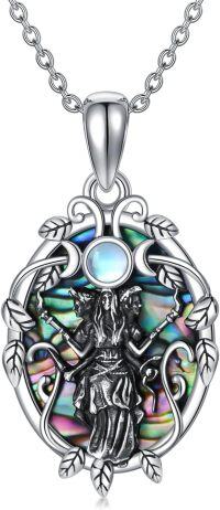 wholesale 925 Sterling Silver Abalone Shell Triple Moon Goddess Pendant Necklace for Women Gothic Witchcraft Jewelry 36 Chain Length-Original-Abalone Shell