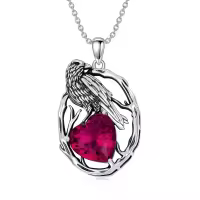 wholesale 925 Sterling Silver Birthstone Raven Necklace for Women-July