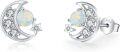 wholesale 925 Sterling Silver Opal Moon & Stars Stud Earrings - Celestial s for Women-0-0