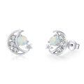 wholesale 925 Sterling Silver Opal Moon & Stars Stud Earrings - Celestial s for Women-0-0
