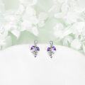 wholesale 925 Sterling Silver Purple CZ Leaf Design Dangle Earrings for Women-0-3