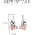 wholesale 925 Sterling Silver Pink Gold Plated Cat & Kitten Drop Earrings for Women Girls Gifts Jewelry Accessories 3cm Long-0-3