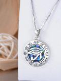 wholesale 925 Sterling Silver Egyptian Eye of Horus Pendant Necklace with Abalone Shell and Symbols-0-3