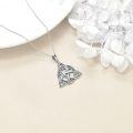wholesale 925 Sterling Silver Black Cubic Zirconia Celtic Knot Trinity Circle Pendant Necklace-0-2