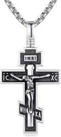 wholesale 925 Sterling Silver Crucifix Pendant Necklace with Black Onyx Stone for Men & Women-0-0