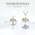 TOUPOP Sterling Silver Crystal Sunflower Tree Of Life Pendant Necklace-0-3