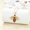 wholesale 925 Sterling Silver Honey Bee Crystal Pendant Necklace for Women - Gold Plated Chain-0-2