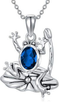 wholesale 925 Sterling Silver Crystal Frog Birthstone Pendant Necklace for Women-Frog September birthstone necklace