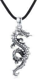 wholesale 925 Sterling Silver Dragon Pendant Necklaces for Men Women Valentines Day Gifts-0-0