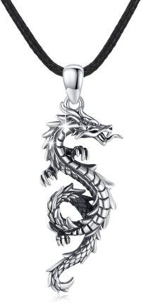 wholesale 925 Sterling Silver Dragon Pendant Necklaces for Men Women Valentines Day Gifts-A-0001