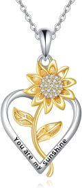 wholesale 925 Sterling Silver & Opal Sunflower Necklace - Cubic Zirconia, Hypoallergenic, Romantic Gift for Mom/Wife, 'You Are My Sunshine' Jewelry-0-0