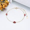 wholesale 14K Gold Red Crystal Leaves Charm Bracelet for Women - Mother's Day Gift-0-4
