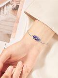 wholesale 925 Sterling Silver Purple Quartz Daisy Charm Bracelet Adjustable Chain-0-1