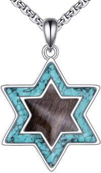 wholesale 925 Sterling Silver and Turquoise Star of David Pendant Necklace - Jewish -Blue Turquoise