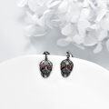 wholesale 925 Sterling Silver Skull Cross Red Stone Gothic Punk Stud Earrings-0-3