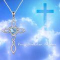 wholesale 925 Sterling Silver White Gold Plated Celtic Cross Heart Citrine Pendant Necklace-0-17