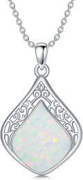 wholesale Sterling Silver Natural Gemstone Teardrop Filigree Celtic Knot Necklace-0-6