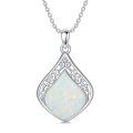 wholesale 925 Sterling Silver Pendant Necklace Black Agate Teardrop Platinum Plated Filigree Design For Women-0-6