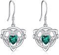 wholesale Sterling Silver Crystal Claddagh Celtic Knot Heart Dangle Earrings-0-15