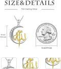 wholesale 925 Sterling Silver Allah Pendant Necklace with Crescent Moon for Women-0-1