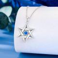 wholesale 925 Sterling Silver Blue Opal Hexagram Star of David Pendant Necklace-0-3