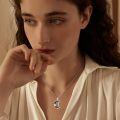 wholesale 925 Sterling Silver Crescent Moon Pendant with Black Enamel and Dangling Cat Charm Necklace-0-2