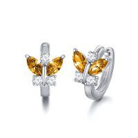 wholesale 925 Sterling Silver Butterfly Earrings Wholesale With Blue And Clear Crystals-YELLOW