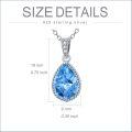 wholesale Sterling Silver Natural Gemstone Diamond Necklace 1 Ct Pear Teardrop Pendant 18+2 Inch Women s Birthday Mother s Day Gift-0-9