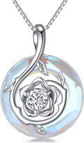 wholesale 925 Sterling Silver Blue Crystal Infinity Rose Pendant Necklace for Women - Mothers Day Gifts-0-0