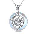 wholesale 925 Sterling Silver Blue Rose Pendant Necklace-0-0
