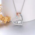 wholesale 925 Sterling Silver Mama Bear Family Pendant Necklace - Heart-Shaped Charm w/ Cub Design-0-2